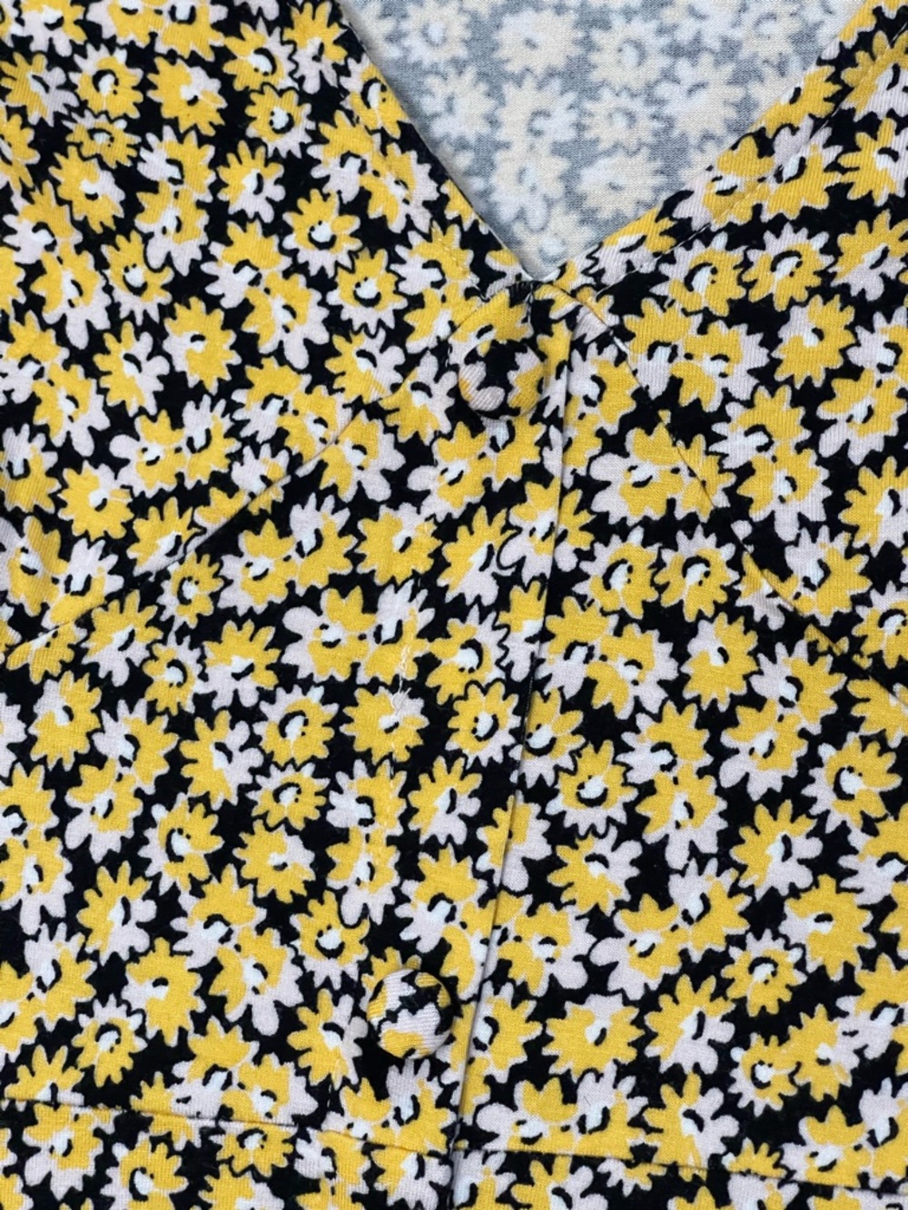 ASOS Curve Yellow Daisy Floral Button-Front Stretch Knit Double Split Maxi Dress - Picture 4 of 4